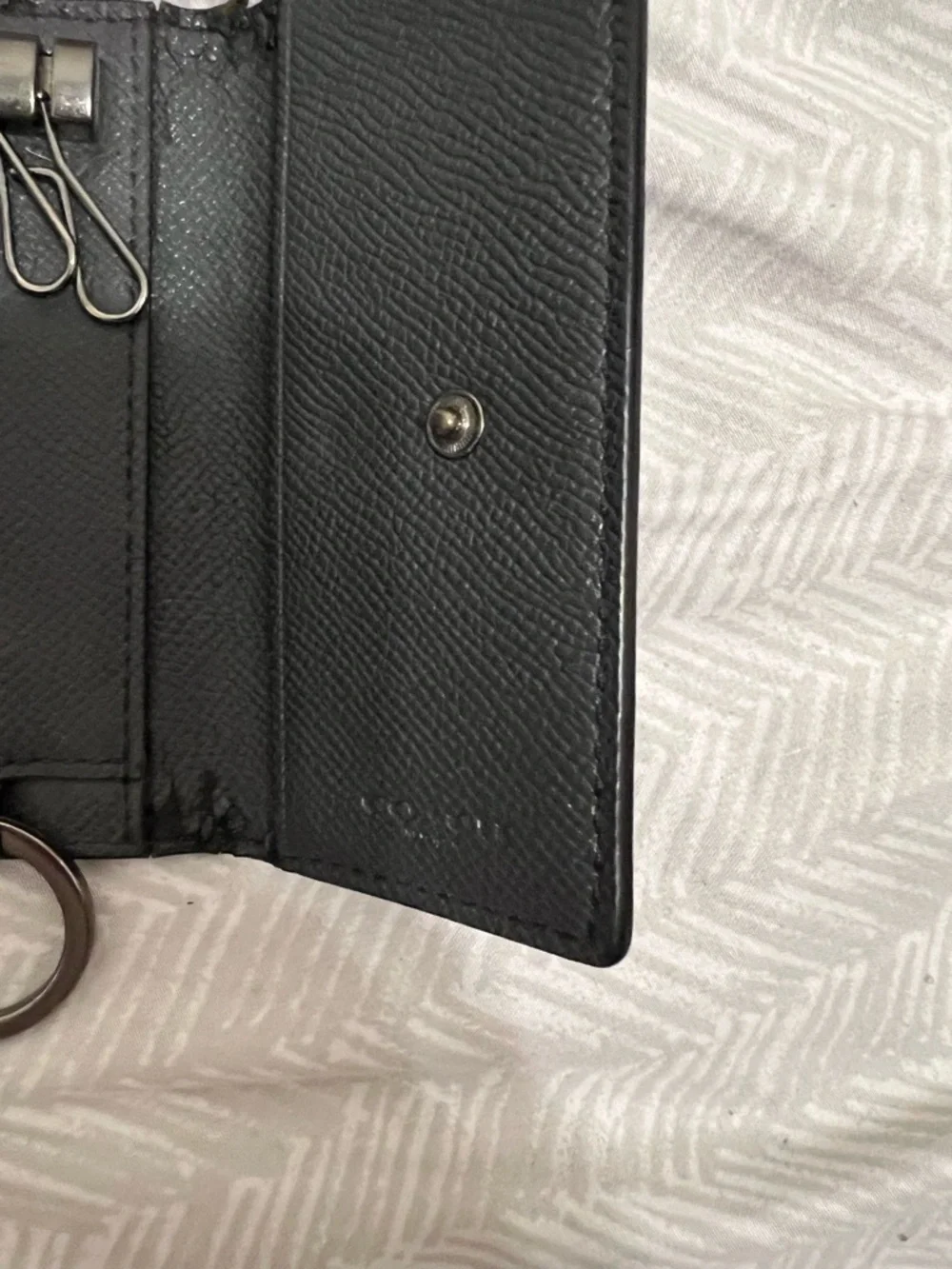 Vintage Coach Black Pebbled Leather Key Holder Wallet